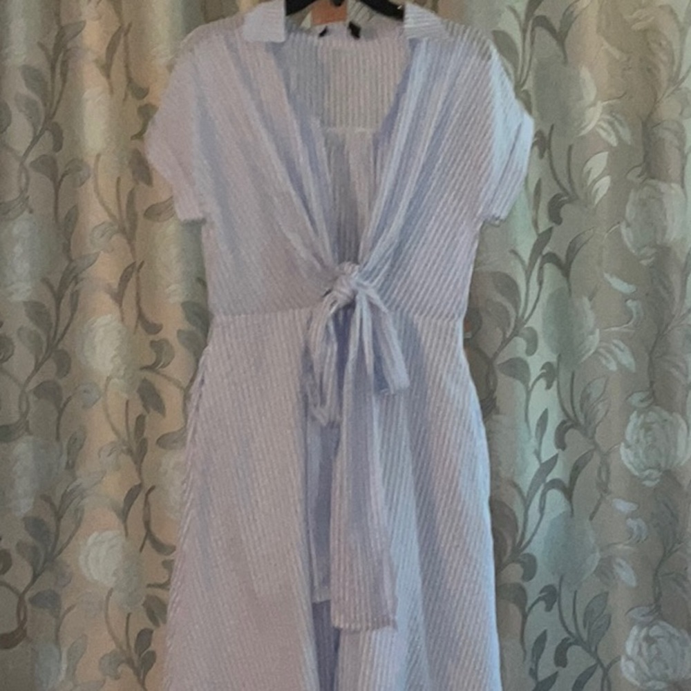 Striped Blue Tie-Front Dress